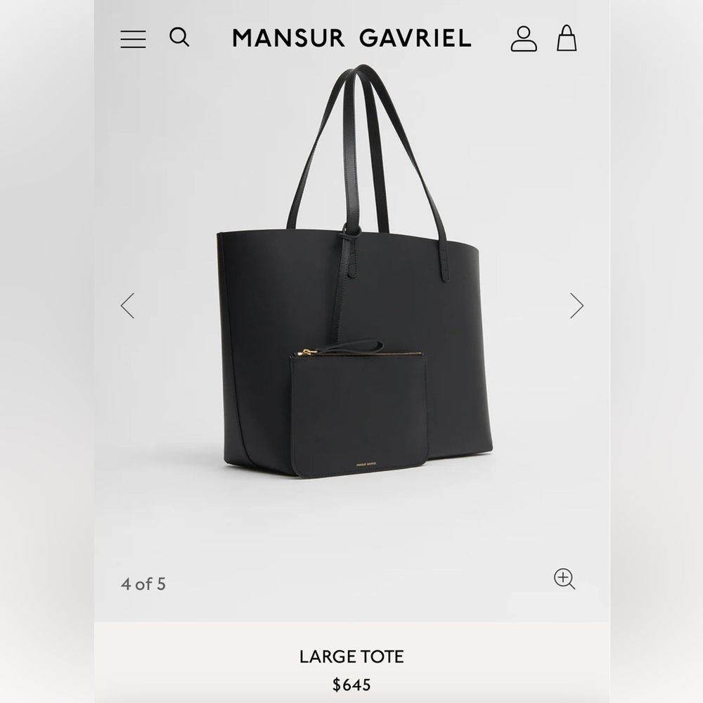 Mansur Gavriel Large Black / Ballerina Tote with Pouch New in Box